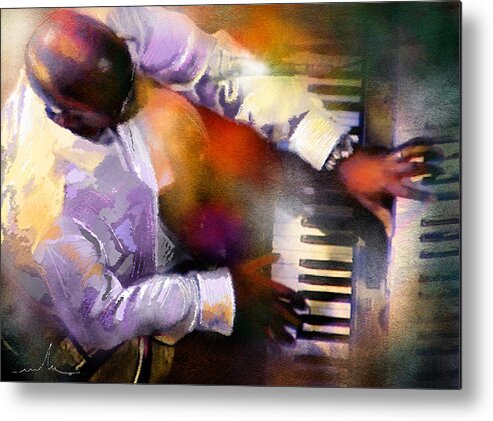 Musicians Metal Print featuring the painting Greg Phillinganes from Toto by Miki De Goodaboom