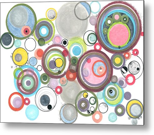 Circles Metal Print featuring the drawing Groovy effervescence by Regina Valluzzi