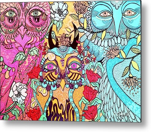 Gypsy Owl Metal Print featuring the painting Gypsy Owl by Amy Sorrell