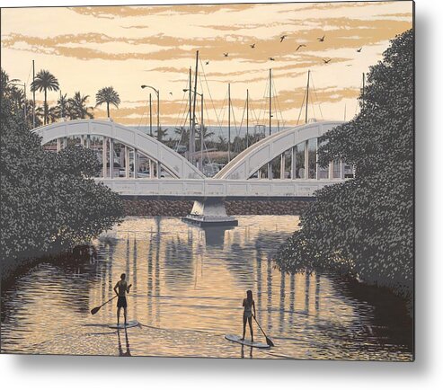 Haleiwa Bridge Metal Print featuring the painting Haleiwa Bridge by Andrew Palmer