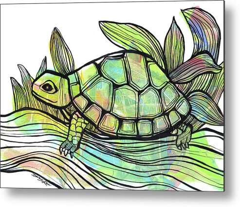 Turtle Metal Print featuring the painting Happy Trails by Darcy Lee Saxton