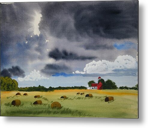Fields Metal Print featuring the painting Haying Time by Michele Turney
