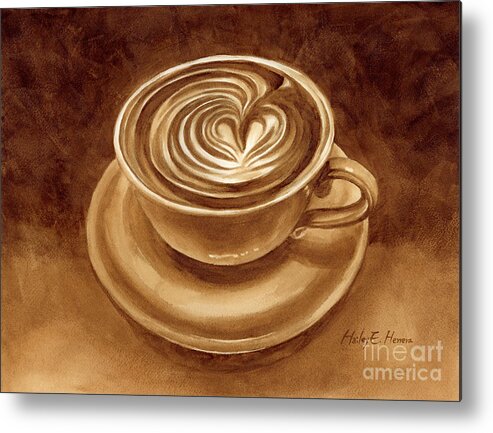 Coffee Art Metal Print featuring the painting Heart Latte by Hailey E Herrera
