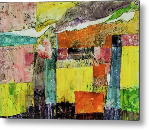 Abstract Metal Print featuring the painting Heart Of Uptown by Gary DeBroekert