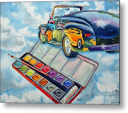Old Vintage Car Metal Print featuring the painting Heavenly Hotrod by Gail Zavala