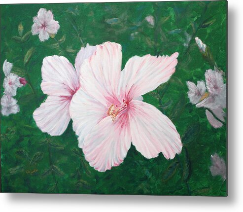 Flower Metal Print featuring the painting Hibiscus by Mike Jenkins