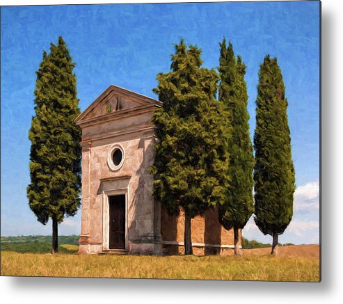 Italy Metal Print featuring the painting Hilltop Chapel Tuscany by Dominic Piperata