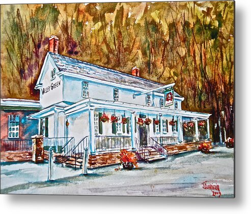 Historic Metal Print featuring the pastel Historic Valley Green Inn by Joyce Guariglia