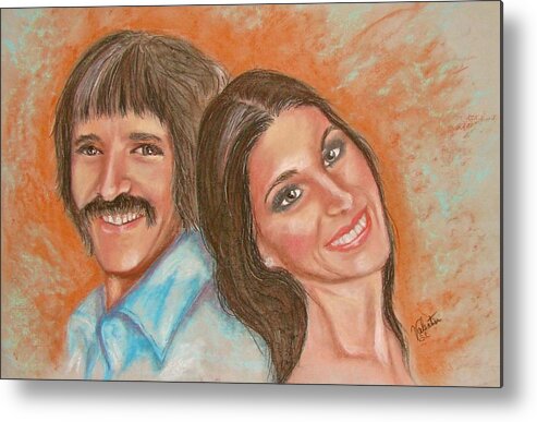 Sonny And Cher Metal Print featuring the pastel I Got You Babe by Sandra Valentini