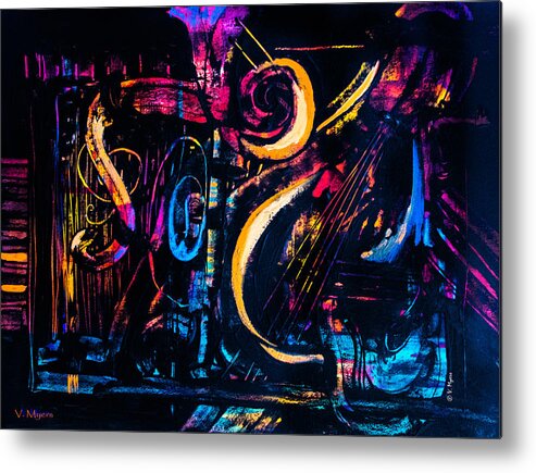 Abstract Metal Print featuring the painting I Love Music by Vickie Myers