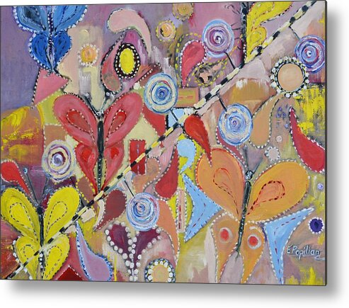 Butterflies Metal Print featuring the painting Imagination Land by Evelina Popilian