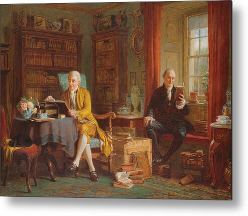 In The Library Metal Print featuring the painting In The Library by John Watkins Chapman