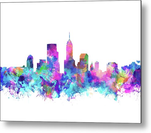 Indianapolis Metal Print featuring the painting Indianapolis Skyline Watercolor 4 by Bekim M