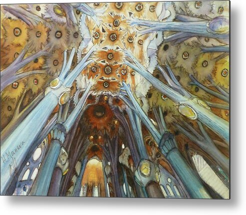 Inner Sagrada Familia Metal Print featuring the painting Inner Sagrada Familia II by Henrieta Maneva