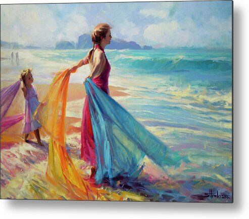 Coast Metal Print featuring the painting Into the Surf by Steve Henderson