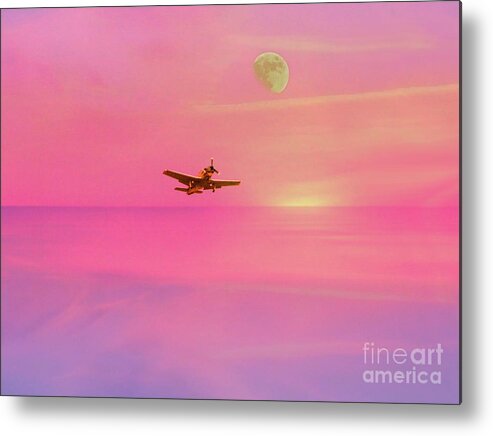 Plane Metal Print featuring the photograph Into The Wild Pink Yonder by Al Bourassa