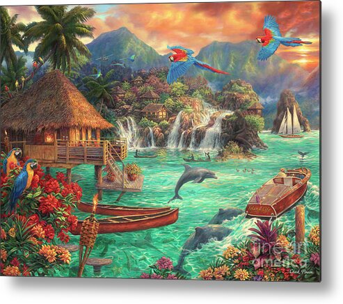 Tropical Paradise Metal Print featuring the painting Island Life by Chuck Pinson