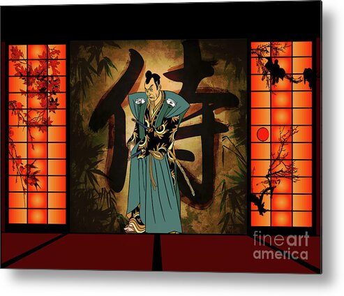 Room Metal Print featuring the drawing Japanese style by Andrzej Szczerski