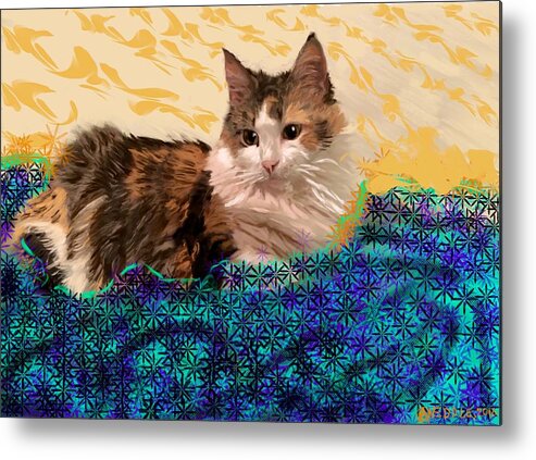 Cat Metal Print featuring the painting Jooniper by Angela Weddle