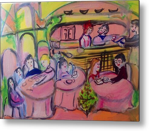 Sounds Metal Print featuring the painting Joyful tinkling bells cafe by Judith Desrosiers