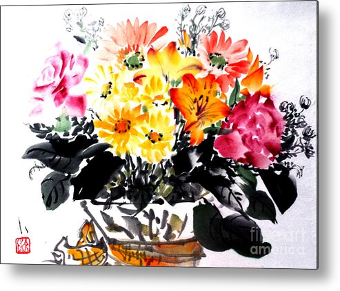 Japanese Metal Print featuring the painting Just For You by Fumiyo Yoshikawa