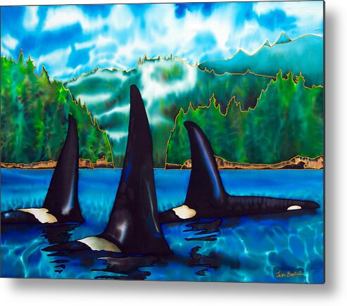  Orca Metal Print featuring the painting Killer Whales by Daniel Jean-Baptiste