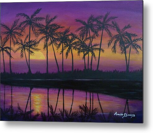 Sunset Metal Print featuring the painting Kristine's Sunset by Amelie Simmons