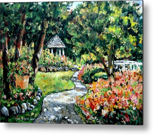 Landscape Metal Print featuring the painting La Paloma Gardens by Ingrid Dohm