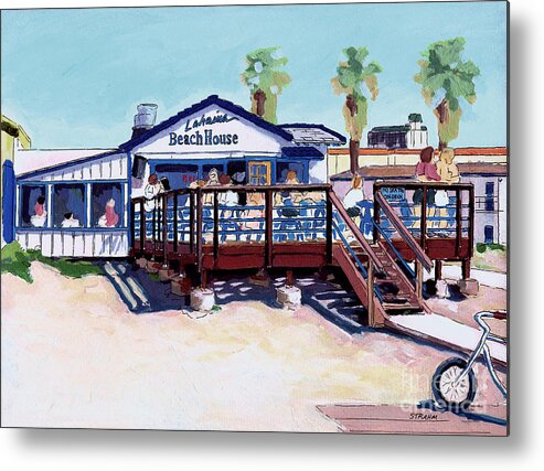 Lahaina Beach House Metal Print featuring the painting Lahaina Beach House Pacific Beach San Diego California by Paul Strahm