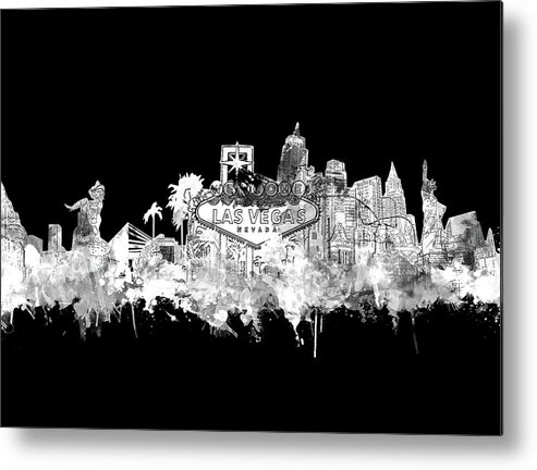 Las Vegas Metal Print featuring the digital art Las Vegas Skyline Black by Bekim M