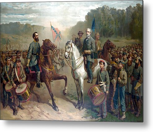 Robert E Lee Metal Print featuring the painting Last Meeting Of Lee And Jackson by War Is Hell Store