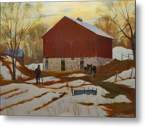 Farm Metal Print featuring the painting Late Winter at the Farm by David Gilmore