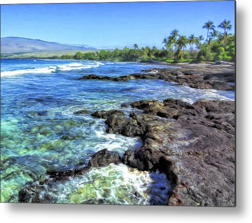 Hawaii Metal Print featuring the painting Lava and Tidepools at Puako, Big Island by Dominic Piperata