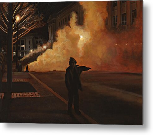 Moody Metal Print featuring the painting Leaving Chinatown by Katherine Huck Fernie Howard