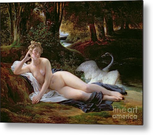 Leda Metal Print featuring the painting Leda and the Swan by Francois Edouard Picot