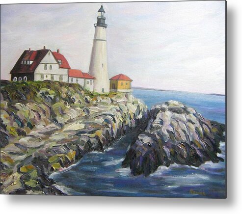 Portland Metal Print featuring the painting Light house by Richard Nowak