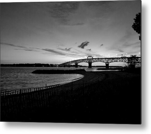Black And White Metal Print featuring the photograph Light Over Bridge by Lara Morrison