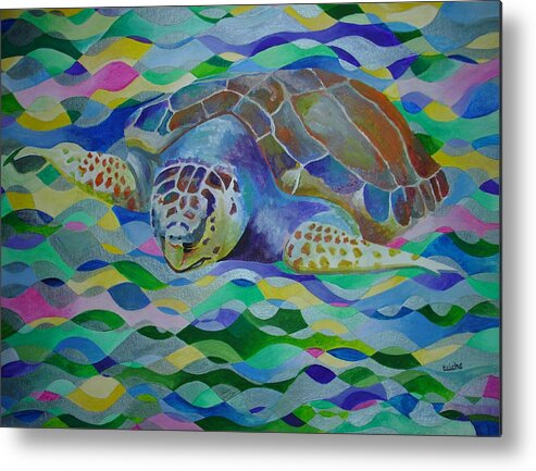 World Turtle Day Metal Print featuring the painting Loggerhead Turtle by Taiche Acrylic Art