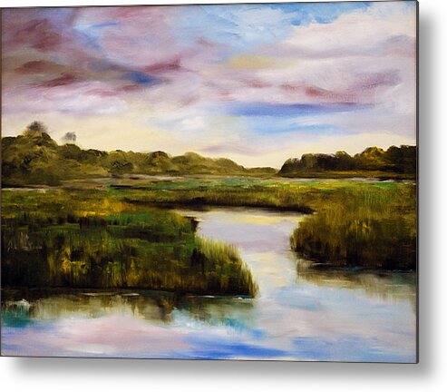 South Carolina Low Country Marsh Metal Print featuring the painting Low Country by Phil Burton