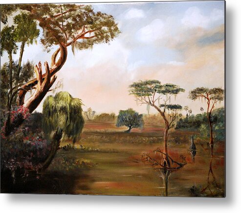 Low Country Metal Print featuring the painting Low Country Swamp by Phil Burton