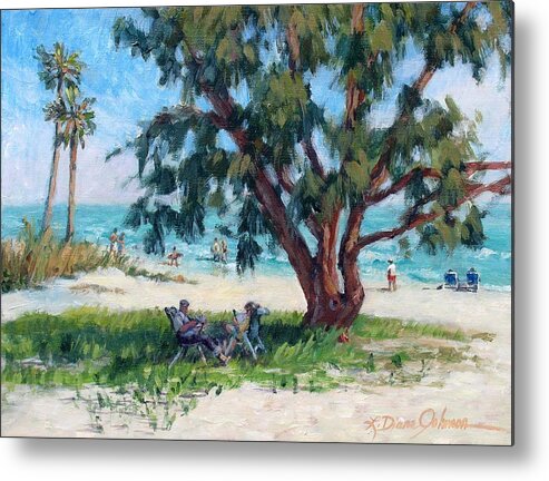 Tropical Beach Metal Print featuring the painting Made in the Shade by L Diane Johnson