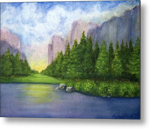 Mountains Metal Print featuring the painting Majestic Mountains by Barbara J Blaisdell