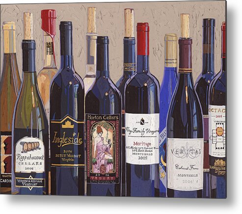 Wine Art Metal Print featuring the painting Make Mine Virginia Wine Number One by Christopher Mize