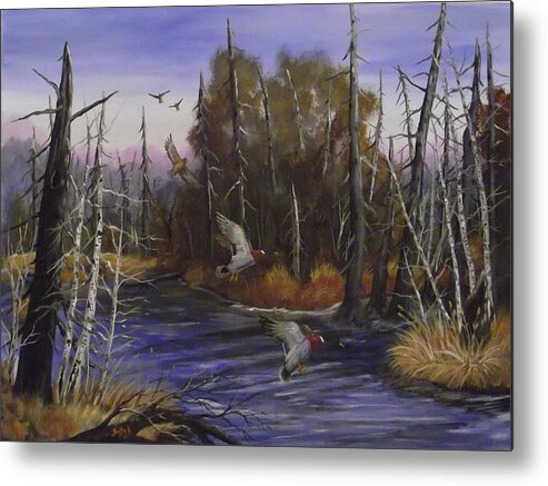 Ducks Metal Print featuring the painting Mallards Coming To Rest by Rudolph Bajak