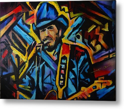 Merle Haggard Metal Print featuring the painting Mamma Tried by Eric Dee