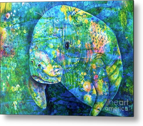 Manatee Metal Print featuring the painting Manatee by Midge Pippel