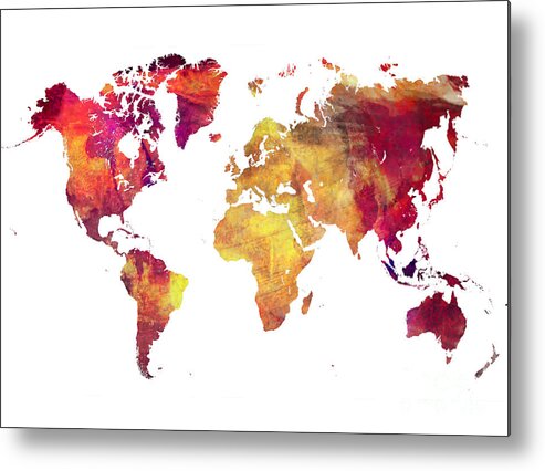 Map Of The World Metal Print featuring the digital art Map of the world after nuclear war by Justyna Jaszke JBJart