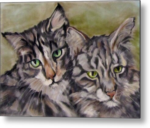 Cats Metal Print featuring the pastel Mariah's Kitties by Barbara O'Toole