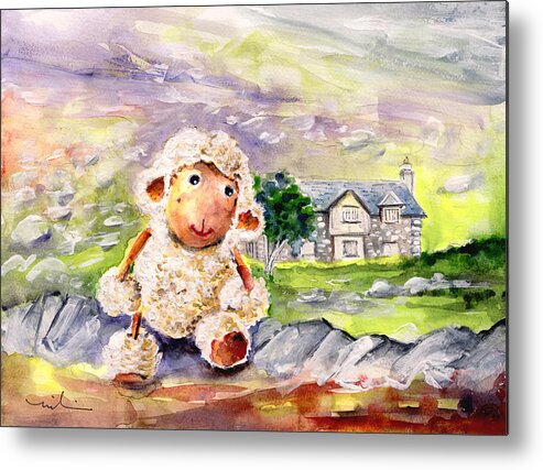 Animals Metal Print featuring the painting Mary The Scottish Sheep by Miki De Goodaboom