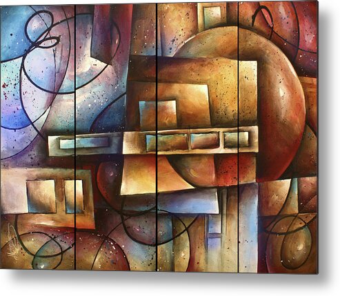 Abstract Metal Print featuring the painting 'Matters of Perception' by Michael Lang